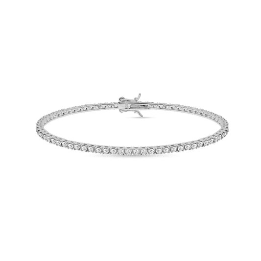 Bracciale " Tennis " Argento E Pietre Bianche